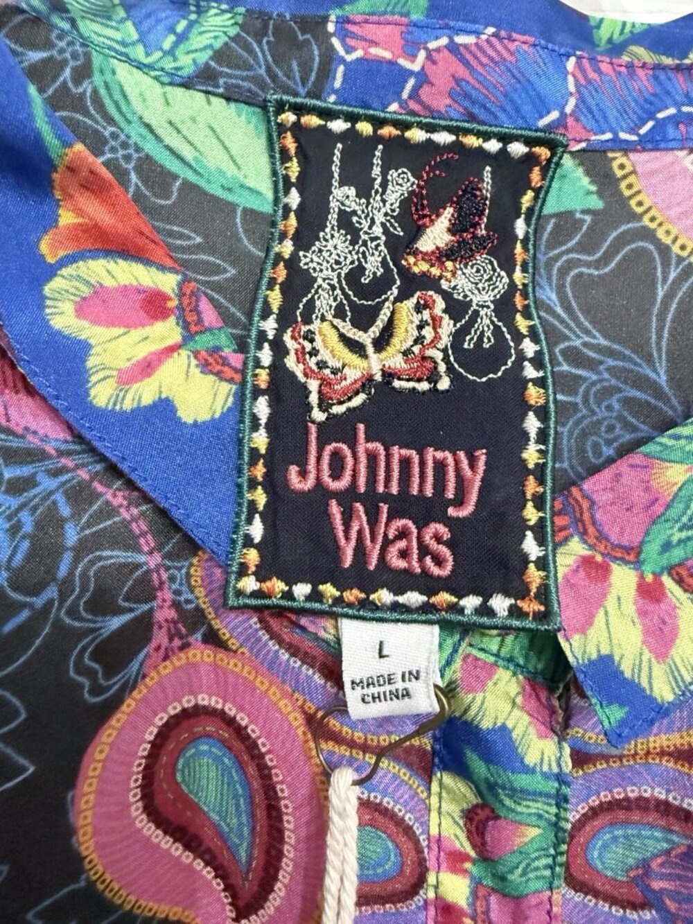 Johnny Was The Audrey Emberwing Oversized Silk Blouse NWT Size Large - Picture 5 of 7